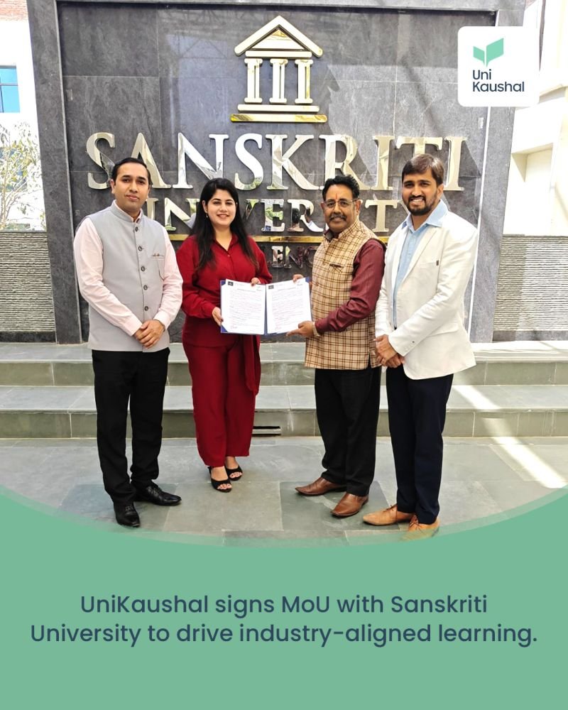 MoU between UniKaushal and Sanskriti University